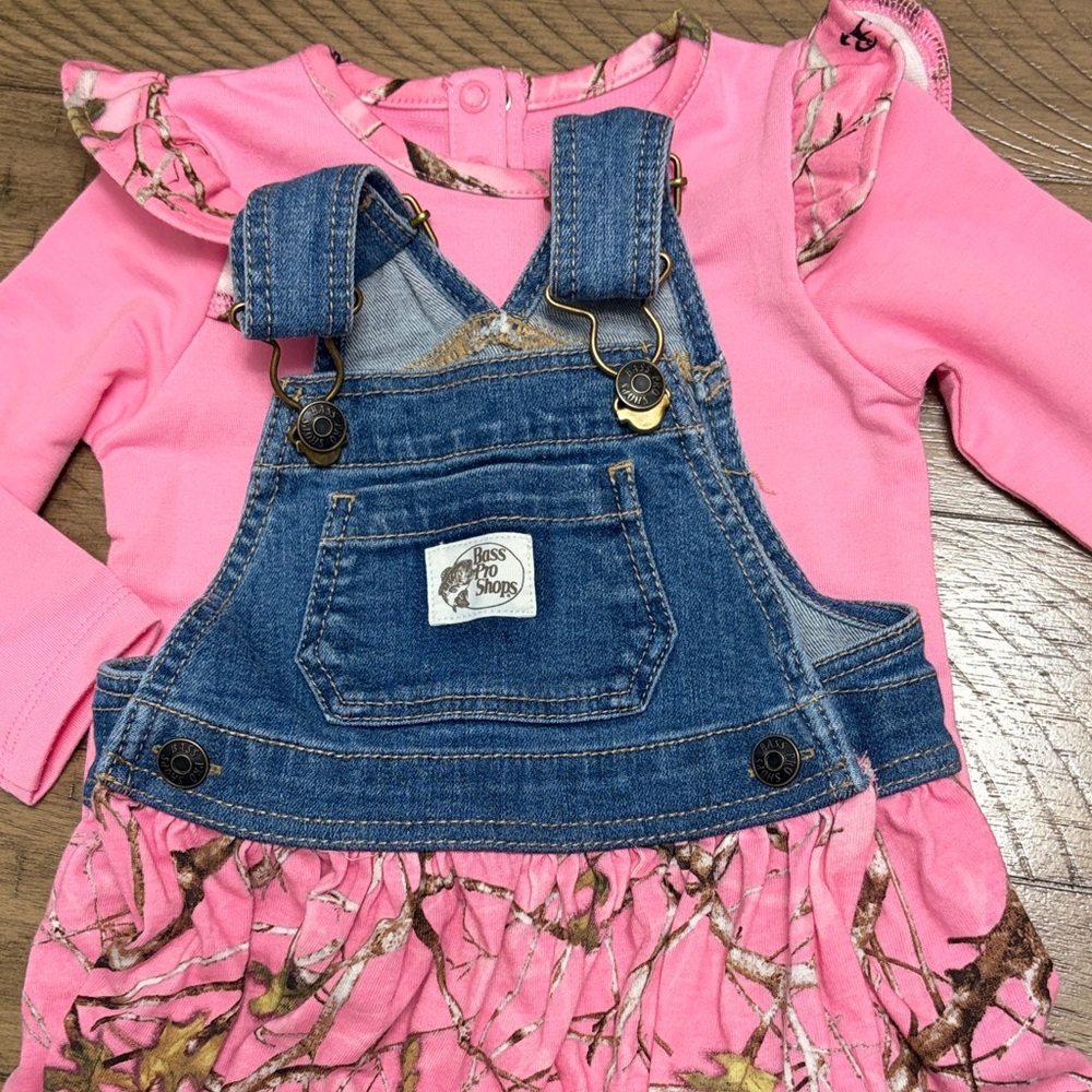 Bass Pro Shops Pink and Denim Kids Overalls